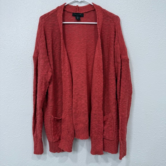 Tahari Sweaters - Tahari Coral‎ Open Front Knit Cardigan Sweater Pockets Size L